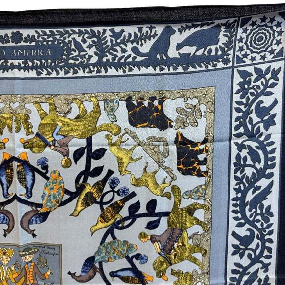 HERMES Blue Scarf - Picture 4 of 16